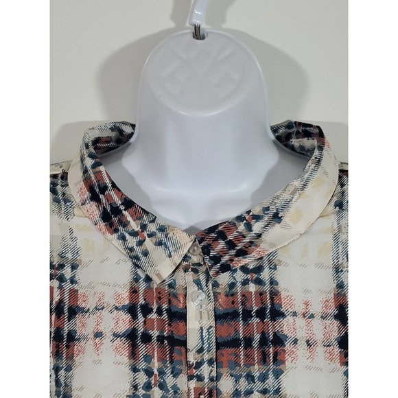 Ellos 1/2 Button Down Size 26 Long Sleeve Plaid Knee Length Dress Office - Picture 2 of 13